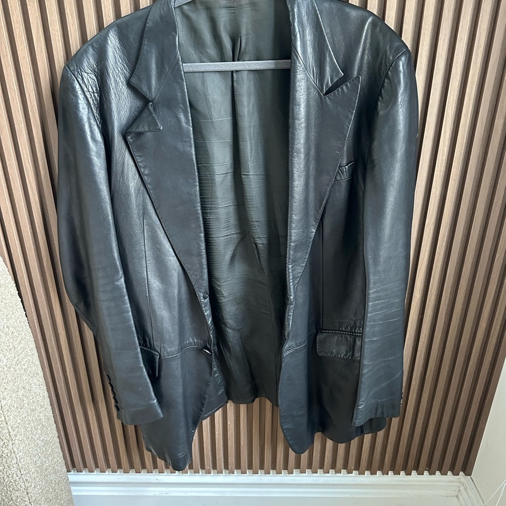 Vintage Black Leather Blazer